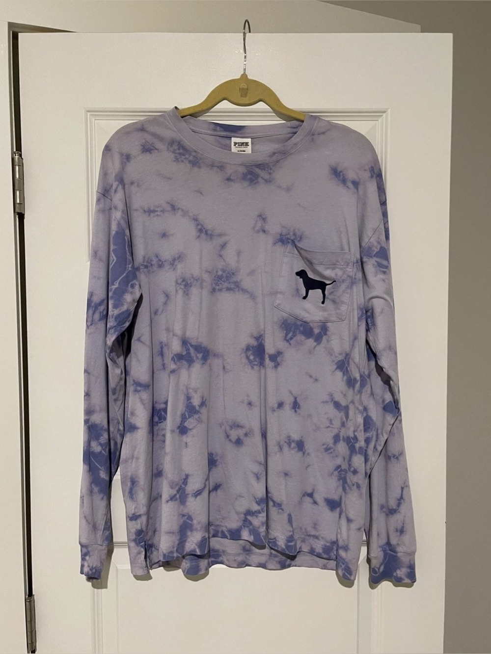 NWOT VS PINK Victoria's Secret PINK Dog Purple Tie Dye Long Sleeve Shirt Sz M